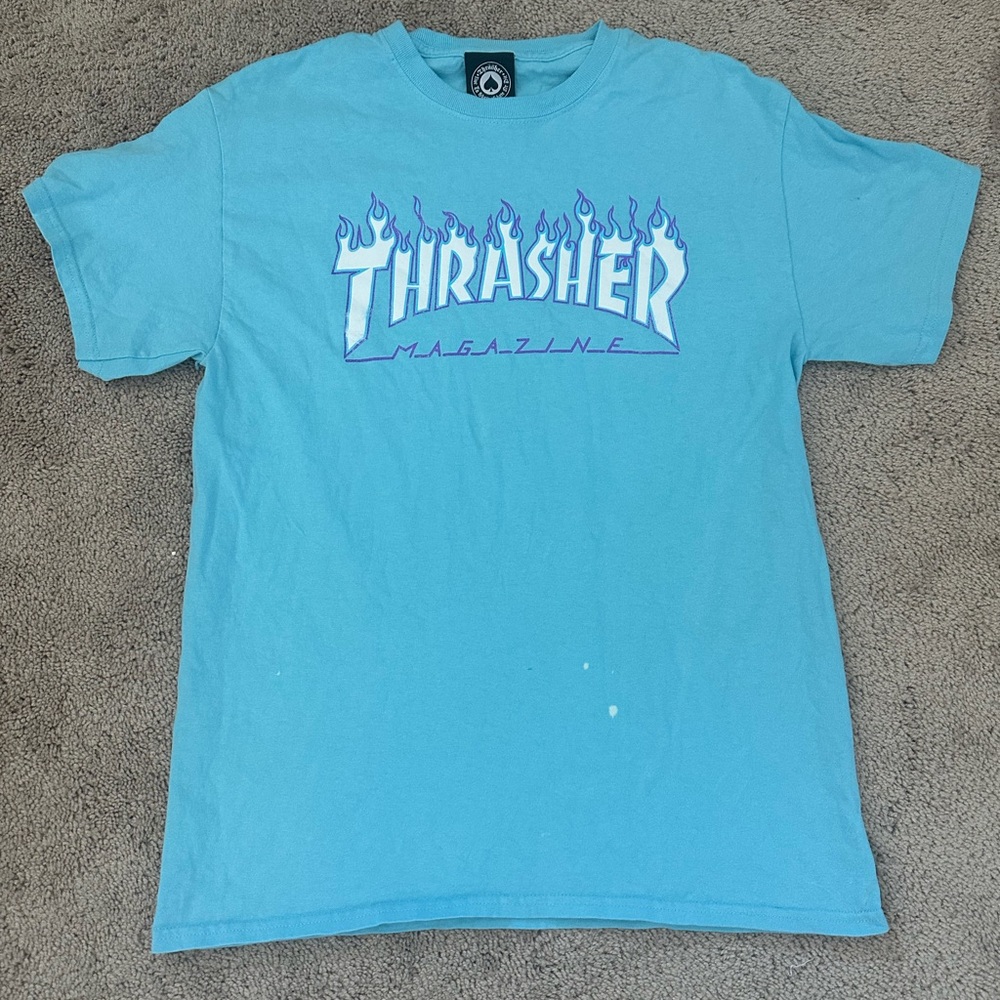 Thrasher Aqua Flame Logo Tee